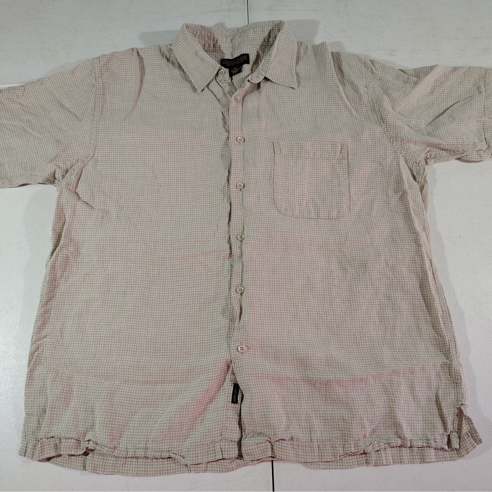Donald J Trump Signature Collection Linen Shirt Men XL Tan Check Classic Dad
